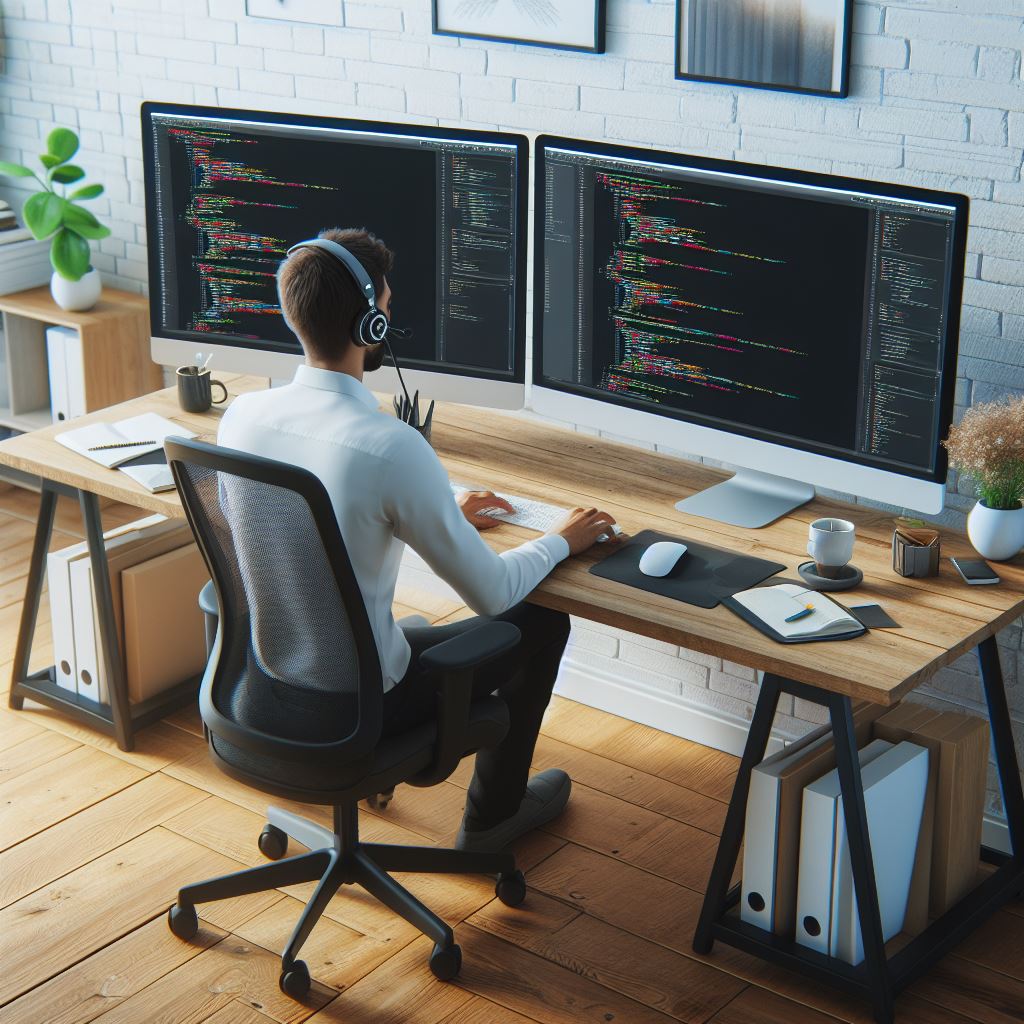 A developer working at a desk